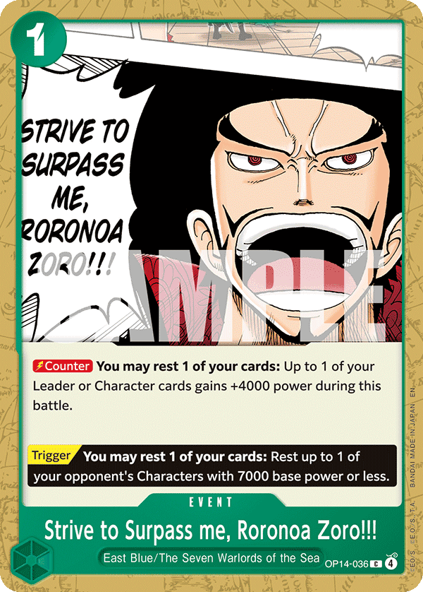 Strive to Surpass me, Roronoa Zoro!!!